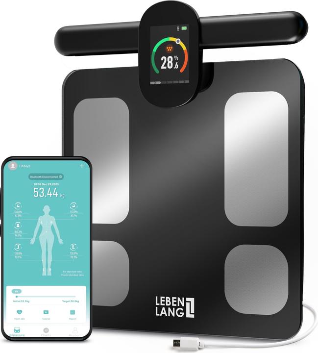 Lebenlang Körperfettwaage mit Handsensoren & App-Anbindung (180 kg)