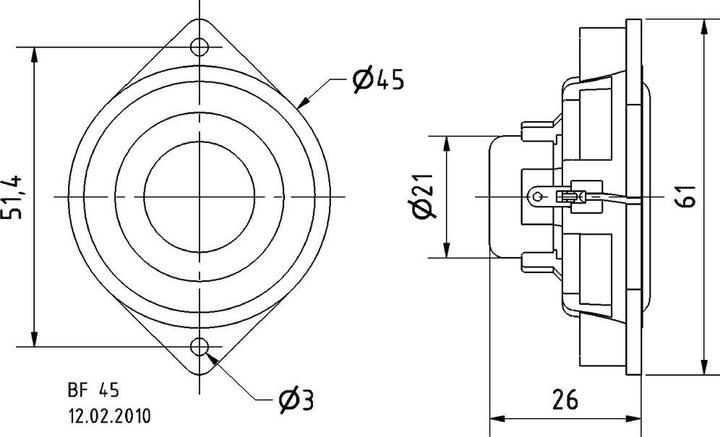 Produktbild Visaton Kleinlautsprecher BF 45, 4 Ohm