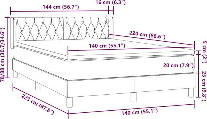 Image du produit vidaXL Boxspringbett (140 x 220 cm)