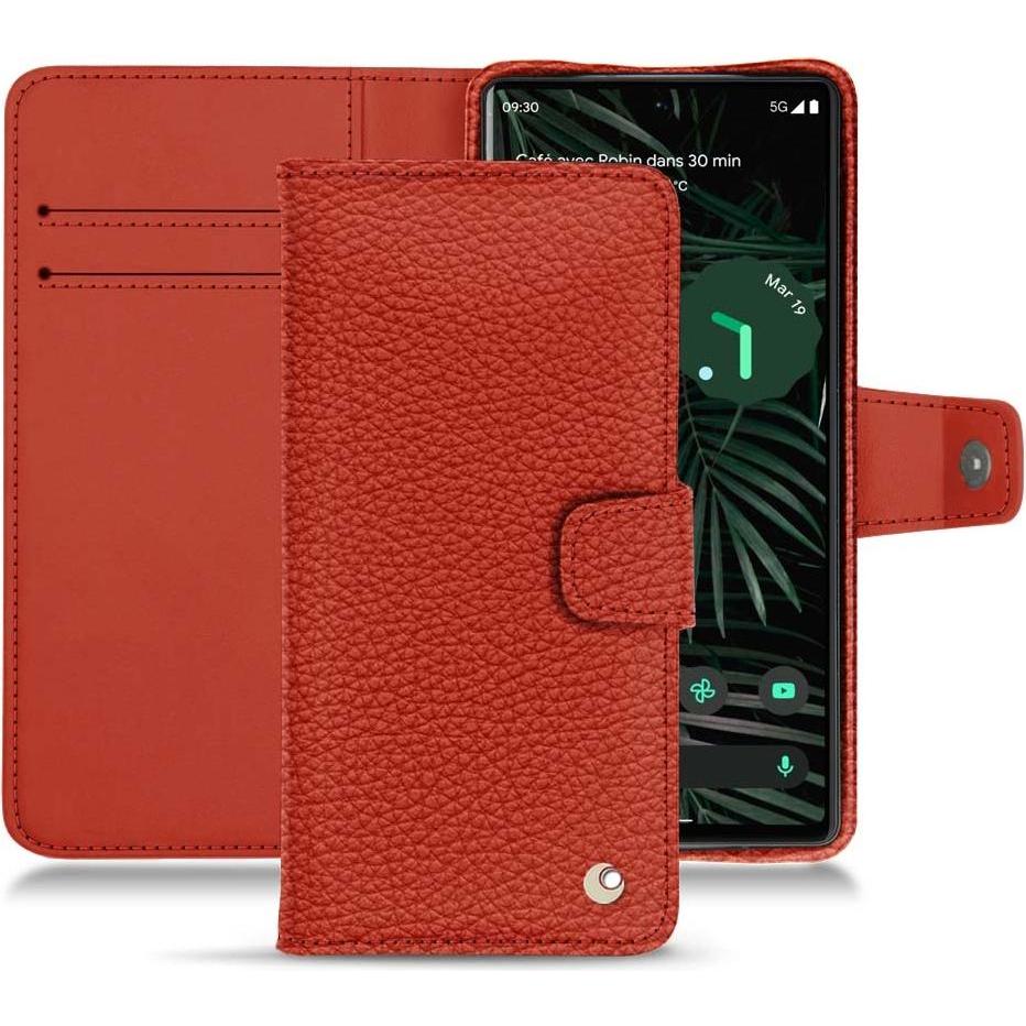 Noreve Lederschutzhülle Wallet (Google Pixel 6 Pro), Smartphone Hülle, Orange