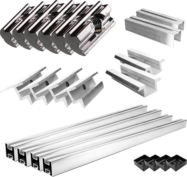 Image du produit Offgridtec Befestigungskit mit Stehfalzklemmen für Schrägdachmontage 2 Solarpanele Rahmenhöhe 30mm (Matériel de montage du système solaire)