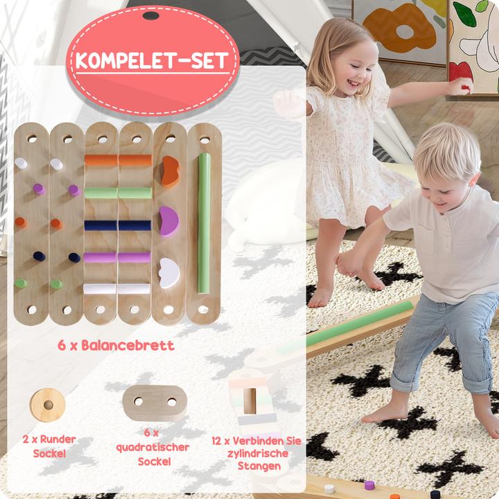 Produktbild Aiyaplay Kinder Balancierbalken Kiefernholz-Mehrschichtplatte Mehrfarbig