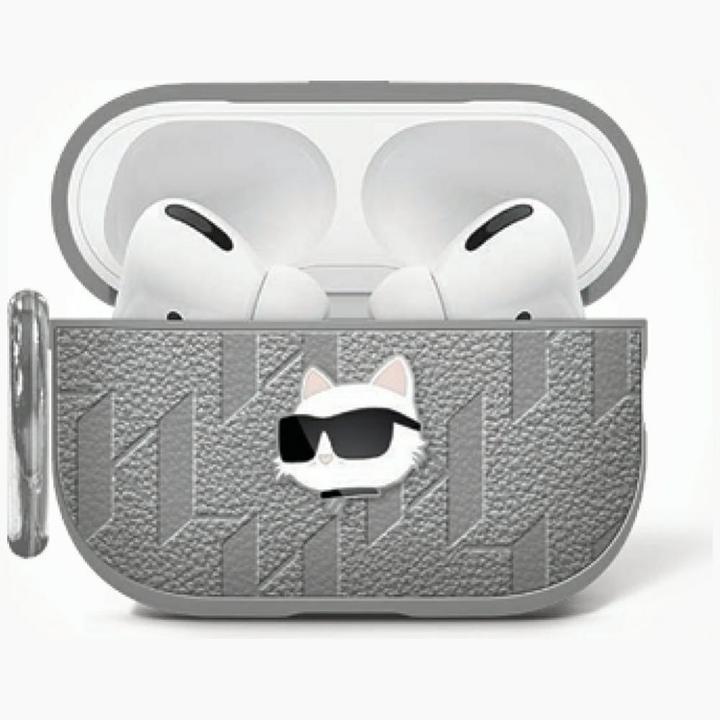 Actual product image Karl Lagerfeld Monogram Choupette Head case for AirPods 4 - silver (Headphone sleeve)