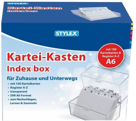Stylex Indexdoos A6 glashelder incl. 100 indexkaarten