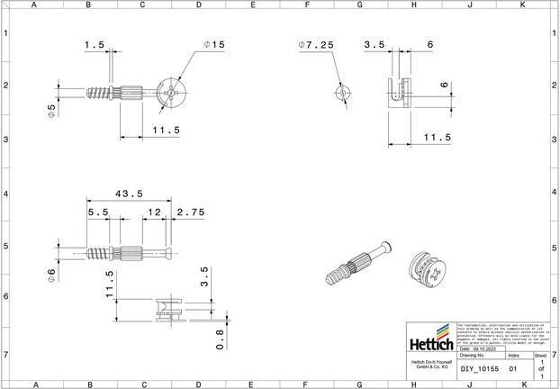 Actual product image Hettich Connecting fitting (Connection fitting, 1 pcs.)