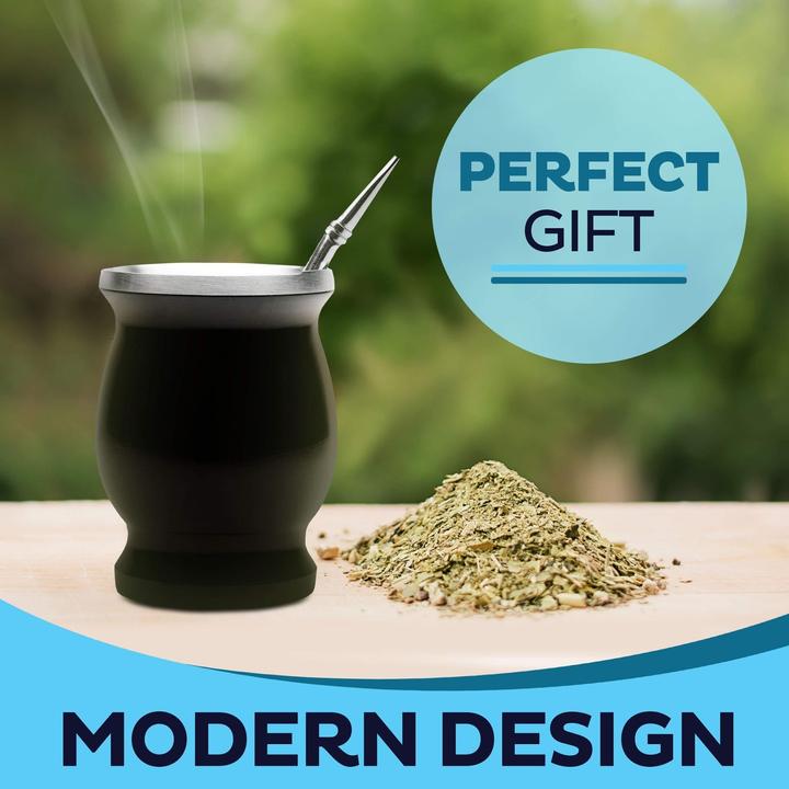 Produktbild PhoneLook Yerba Mate Becher und Bombilla Set Edelstahl Vakuum (250 ml) mit Bürste (250 ml, 1 x)