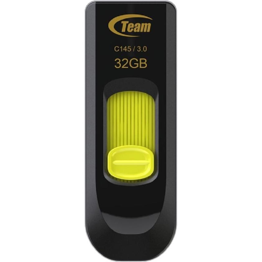 Team Group C145 (32 GB, USB-A, USB 3.0), USB Stick, Schwarz, Gelb