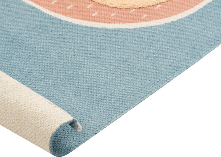 Produktbild Beliani Kinderteppich Baumwolle blau / orange 80 x 150 cm Faultier-Motiv ISAK (80 x 150 cm)