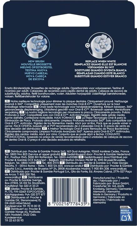 Immagine prodotto Oral-B Oral B - iO Series Ultimate Clean Replacement Brush Heads - White - 8 count (8 x)