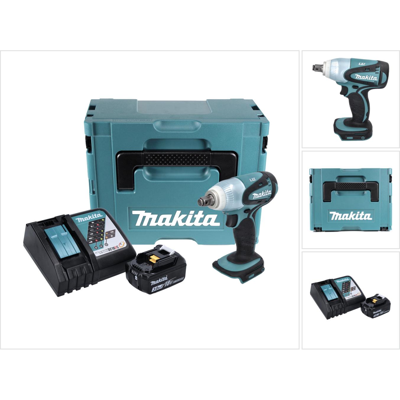 Makita, Bohrmaschine + Akkuschrauber, DTW 251 RF1J Akku Schlagschrauber 18 V 230 Nm 1/2" + 1x Akku 3,0 Ah + Ladegerät + ...