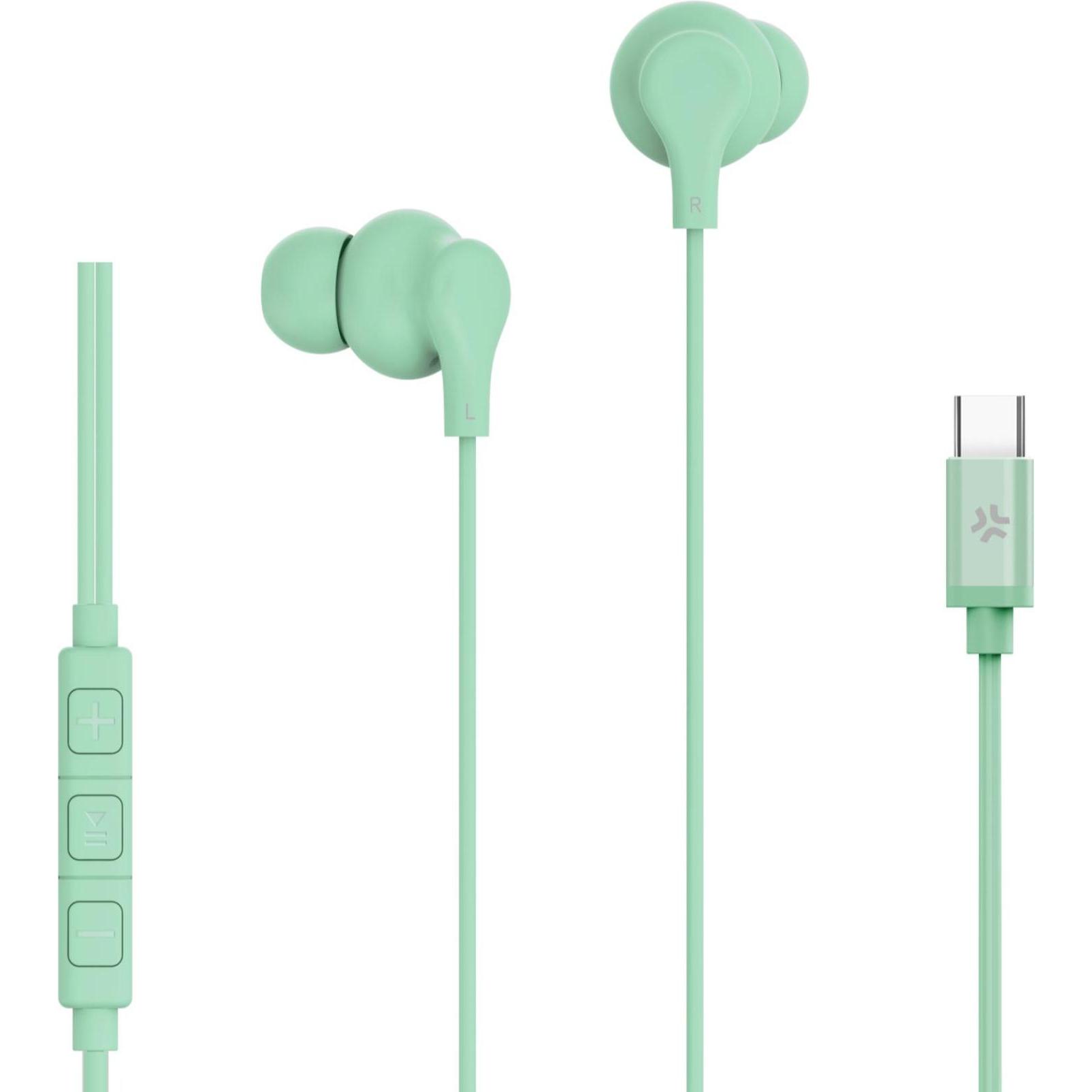 Celly Verde Usb-C Stereo Wired Earphones (Nessuna Cancellazione Del Rumore, Cablato), Cuffie,