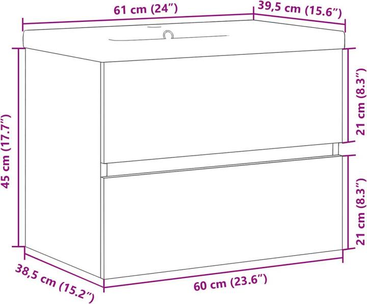 Actual product image vidaXL Vanity unit Wall-mounted vanity unit Bathroom cabinet with built-in basin