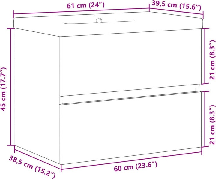 Actual product image VidaXL Vanity unit Wall-mounted vanity unit Bathroom cabinet with built-in basin