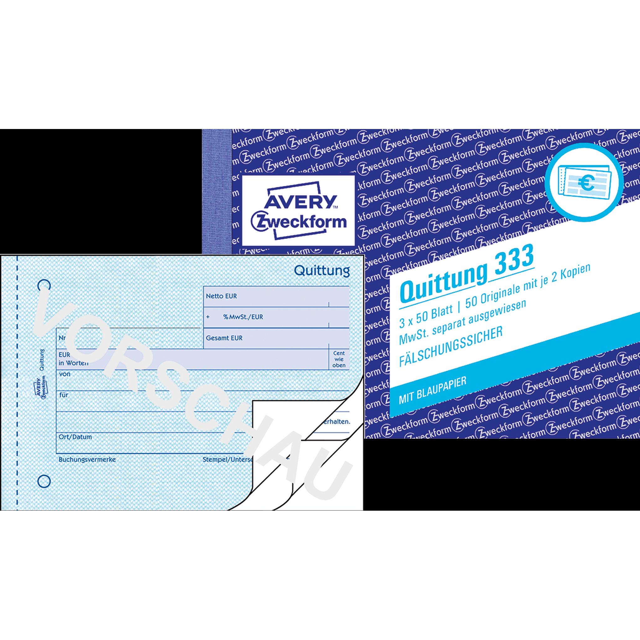 Avery, Formular, Quittung MwSt. separat ausgewiesen (50 x)