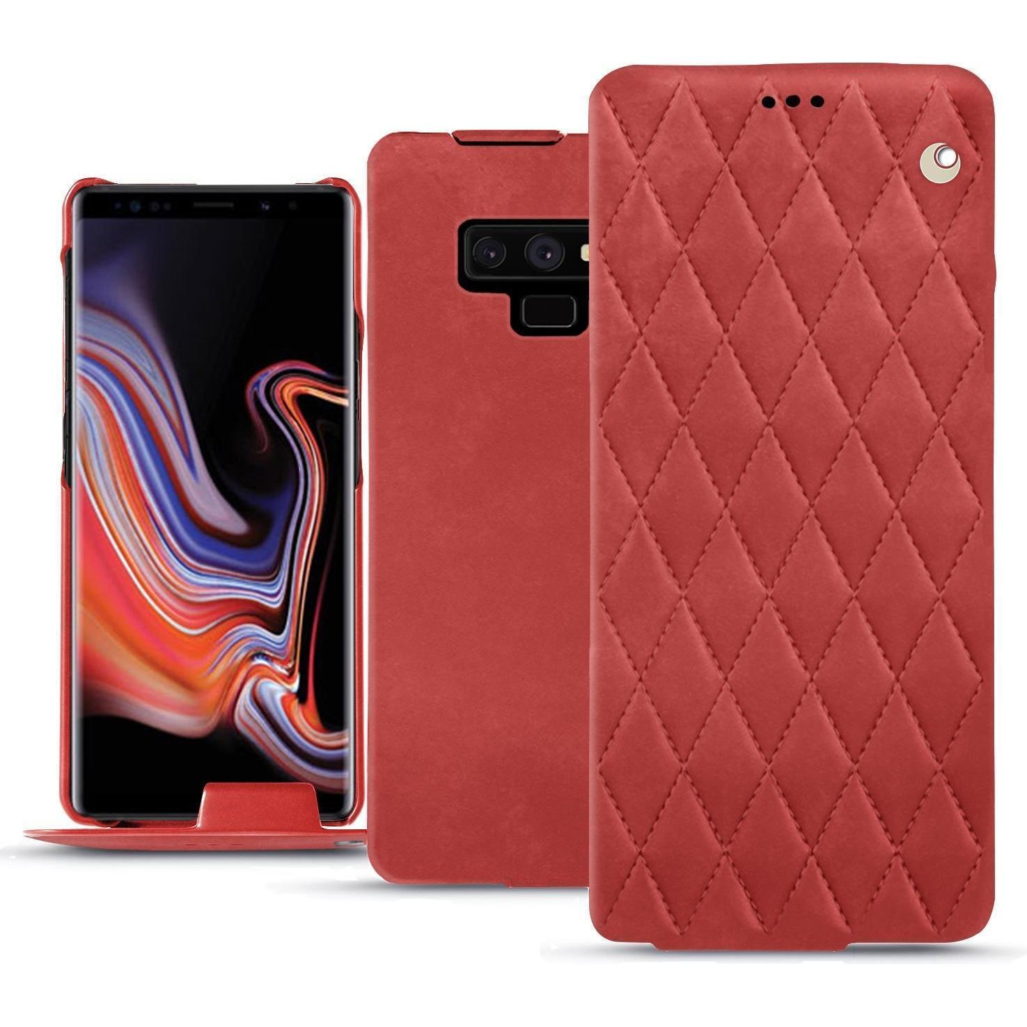 Noreve Lederschutzhülle vertikal (Samsung Galaxy Note 9), Smartphone Hülle, Rot