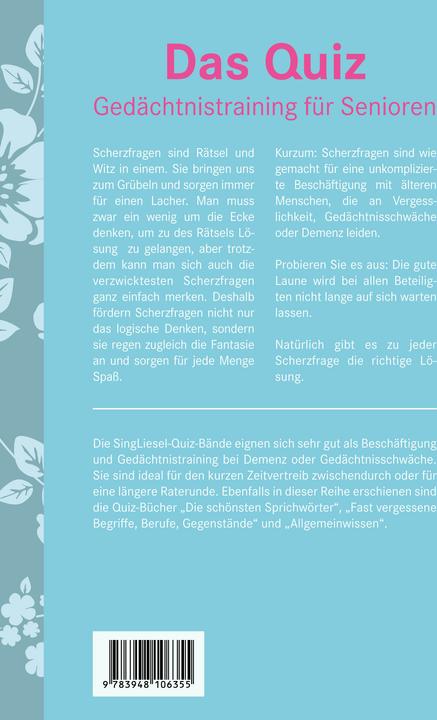Produktbild Das Quiz. Gedächtnistraining für Senioren: Die lustigsten Scherzfragen (Deutsch)