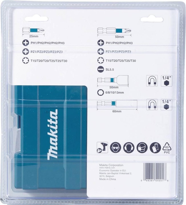 Actual product image Makita Bit set 35 pieces (Cross Phillips PH M1, Cross Phillips PH M2, Cross Phillips PH M3, Cross Pozidriv PZ M1, Cross Pozidriv PZ M2, Cross Pozidriv PZ M3, Hexagon socket TX M15, Hexagon socket TX M25, Hexagon socket TX M20, Hexagon socket TX M30)