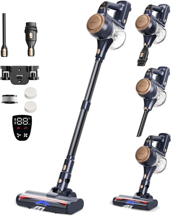 Proscenic Aspirateur balai sans fil puissant, anti-peluches, longue autonomie, léger et silencieux