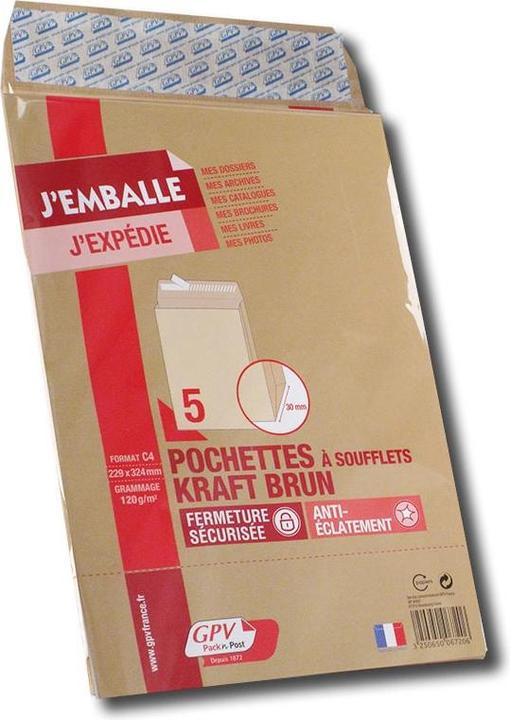 Produktbild GPV Faltenversandtaschen C4, 229 x 324 mm, ohne Fenster (5 Stk.)