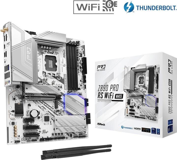 Actual product image AsRock Z890 Pro RS WiFi White Intel DDR5 S1851 (LGA 1851, Intel Z890, ATX)
