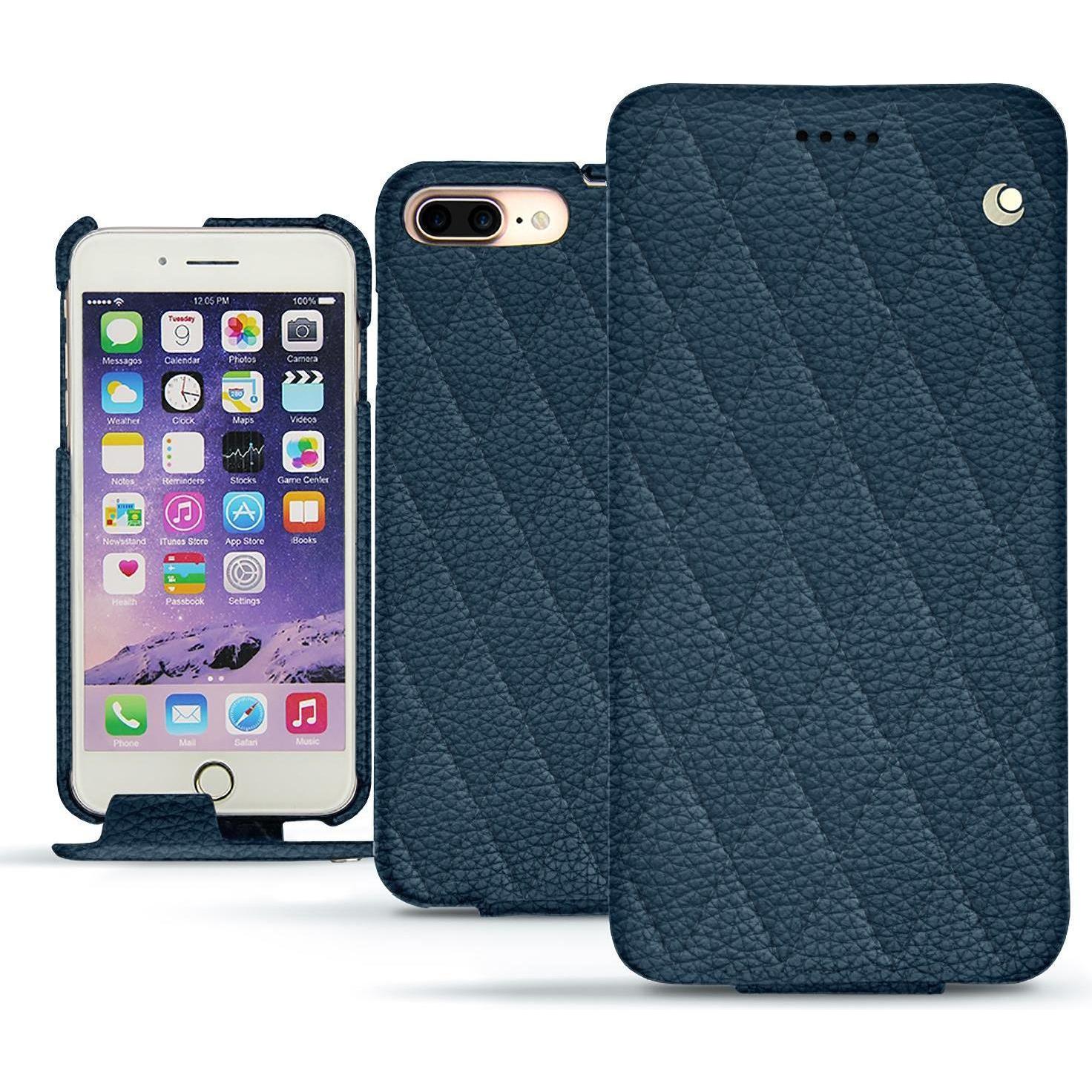 Noreve Lederschutzhülle vertikal (Apple iPhone 7 Plus), Smartphone Hülle, Blau