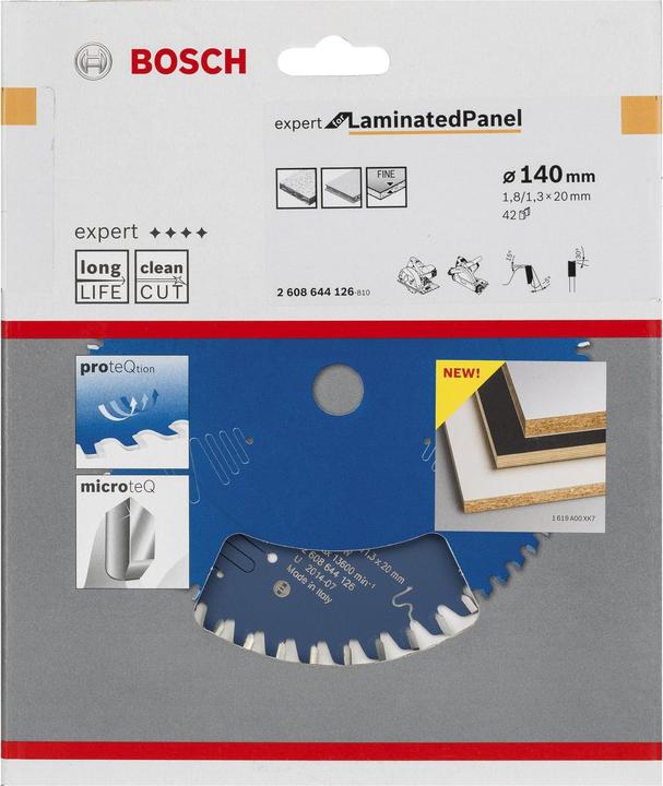 Produktbild Bosch Professional Zubehör Kreissägeblatt Expert for Laminated Panel, 140 x 20 x 1,8 mm, 42