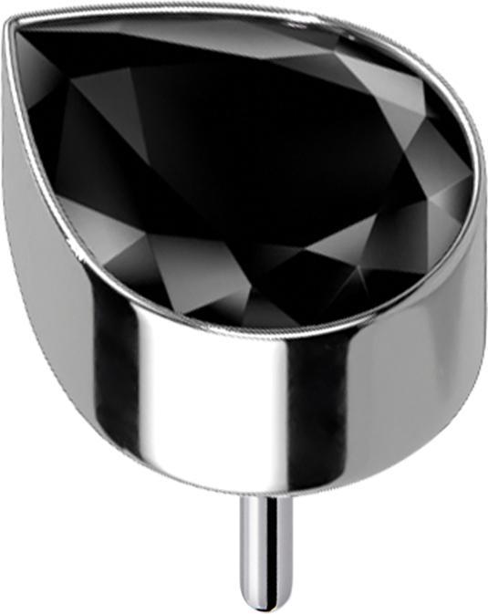 Image du produit Star Piercing Threadless argent avec goutte de cristal noir (sans laiton, Titane)