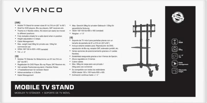 Produktbild Vivanco Mobiler TV Ständer VESA 600 (58 kg)