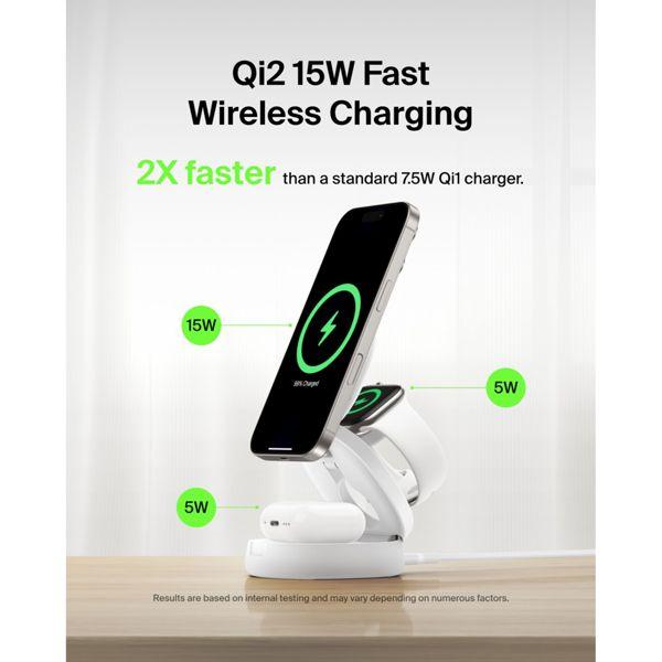 Produktbild Belkin BoostCharge 3-in-1 Qi2 Ladestation (15 W)