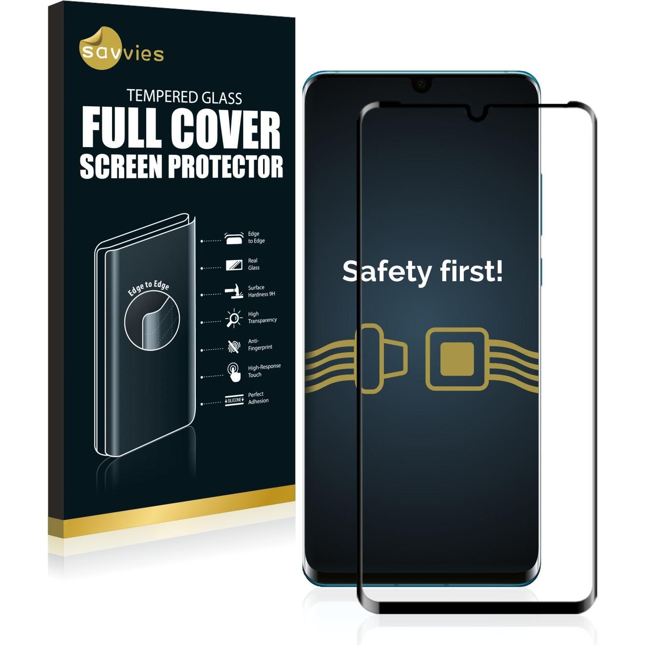 Savvies Full-Screen Displayschutz Panzerglas Schutzglas (1 Stück, Huawei P30 Pro New Edition), Smartphone Schutzfolie, T...