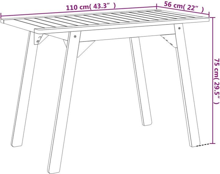 Produktbild vidaXL Esstisch (110 x 56 x 75 cm)