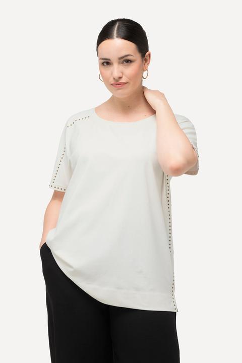Immagine prodotto Ulla Popken T-shirt dal taglio oversize con rivetti, scollo a girocollo e mezze maniche (42, 44)