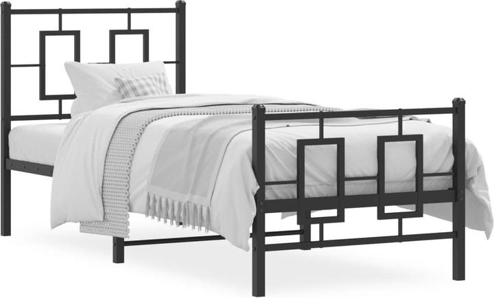vidaXL Bed frame with headboard Metal bed Bed single bed Black 100x200cm (100 x 200 cm)