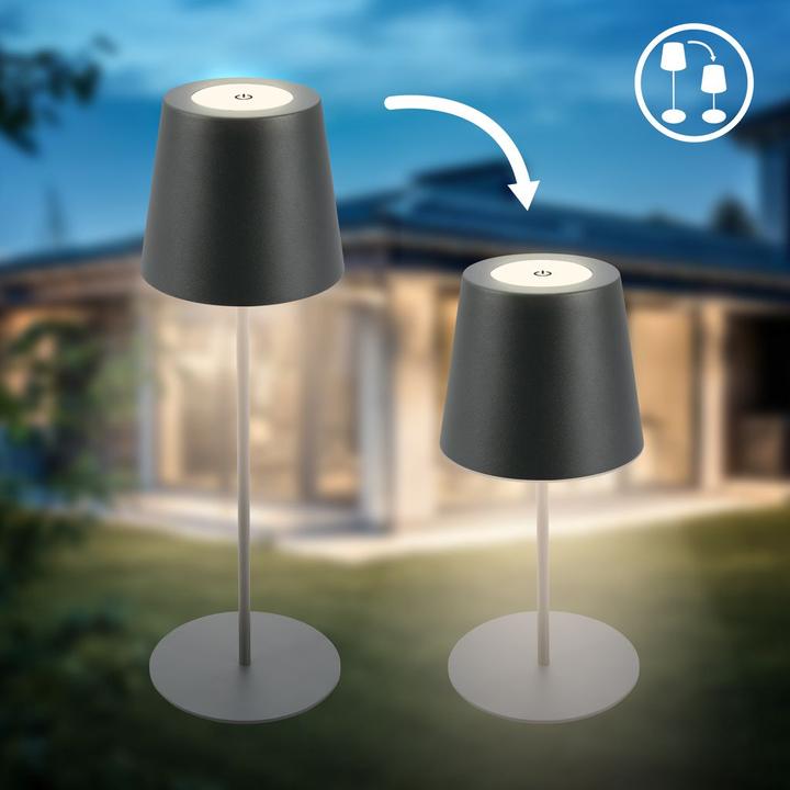 Produktbild B.K.Licht LED Akku Tischleuchte, IP44, 2,5W, anthrazit (200 lm)