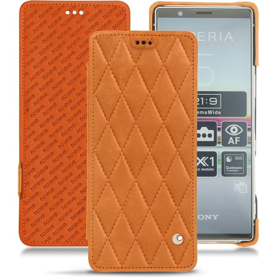 Noreve Lederschutzhülle horizontal (Sony Xperia 5), Smartphone Hülle, Orange