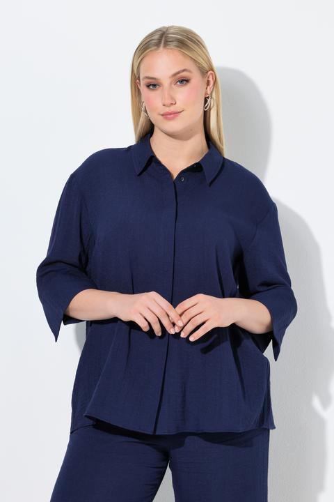 Immagine prodotto Ulla Popken Camicia con viscosa, collo da camicia e maniche a 3/4 (60)