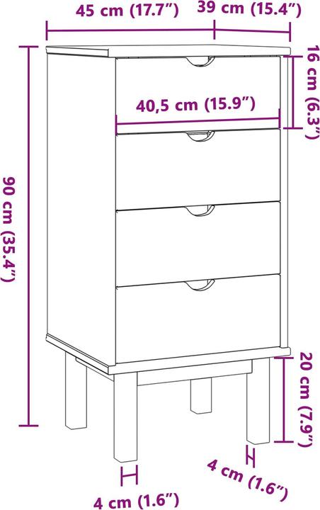 Produktbild vidaXL Kommode (45 x 39 x 90 cm)