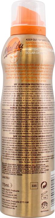 Productafbeelding Malibu SPF15 Bronzing Olie met Kokosnoot Spray 175 ml (Zonnebrandolie, Zonnebrandspray, SPF 15, 175 ml)