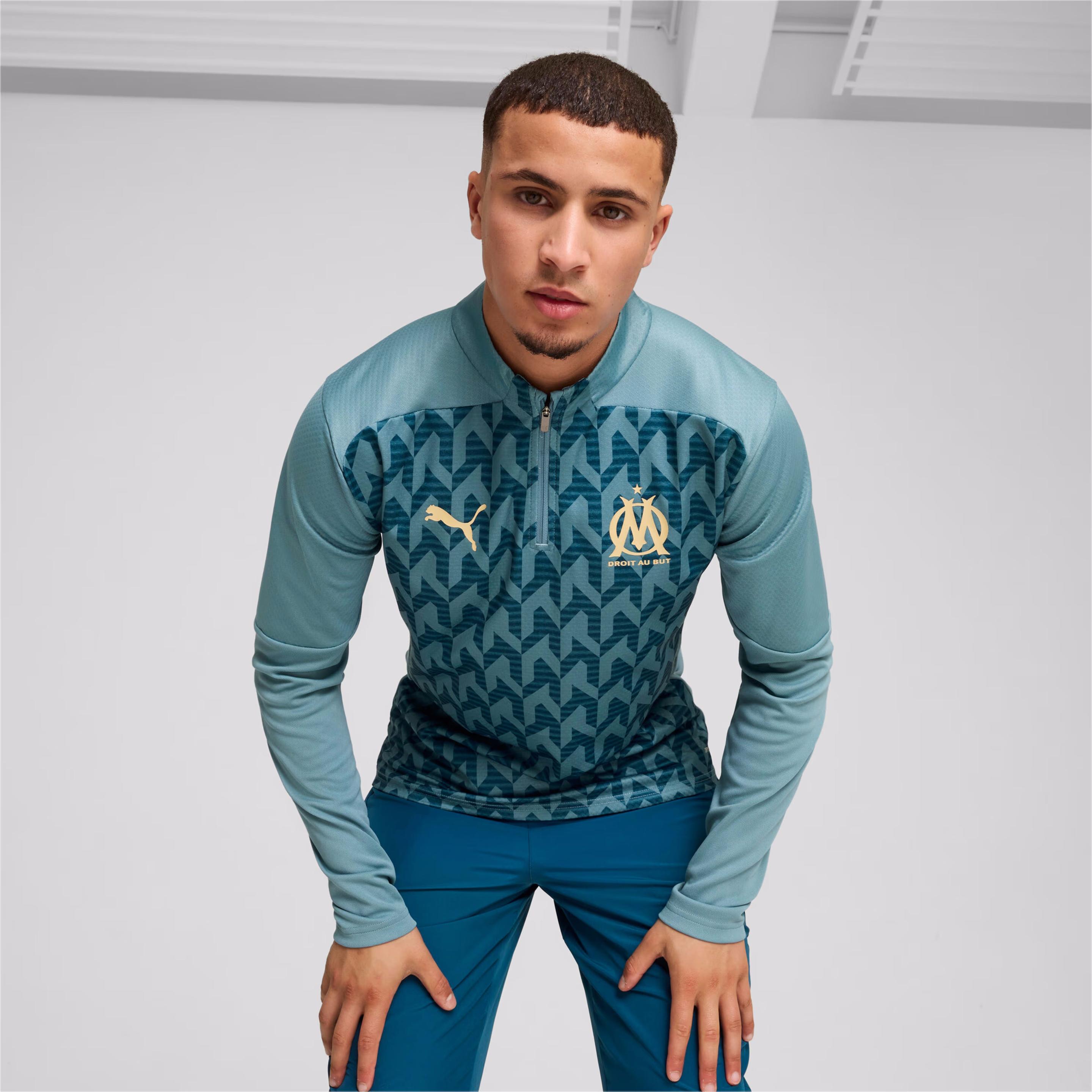 Thumbnail - Puma, Herren, Sportshirt, 1/4-zip-trainingoberteil om prematch 2024/25 (S), Blau, S