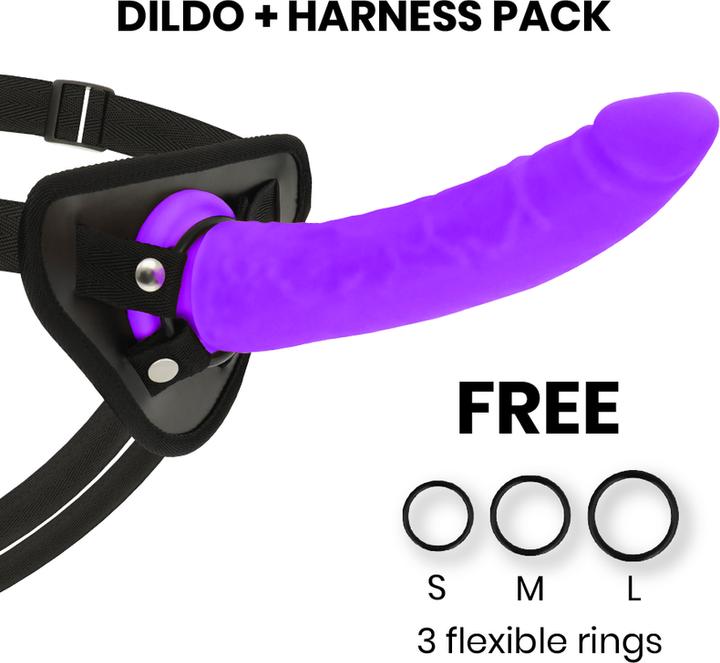 Produktbild Delta Club TOYS HARNESS + DONG LILA SILIKON 23 CM -O- 4.5 CM