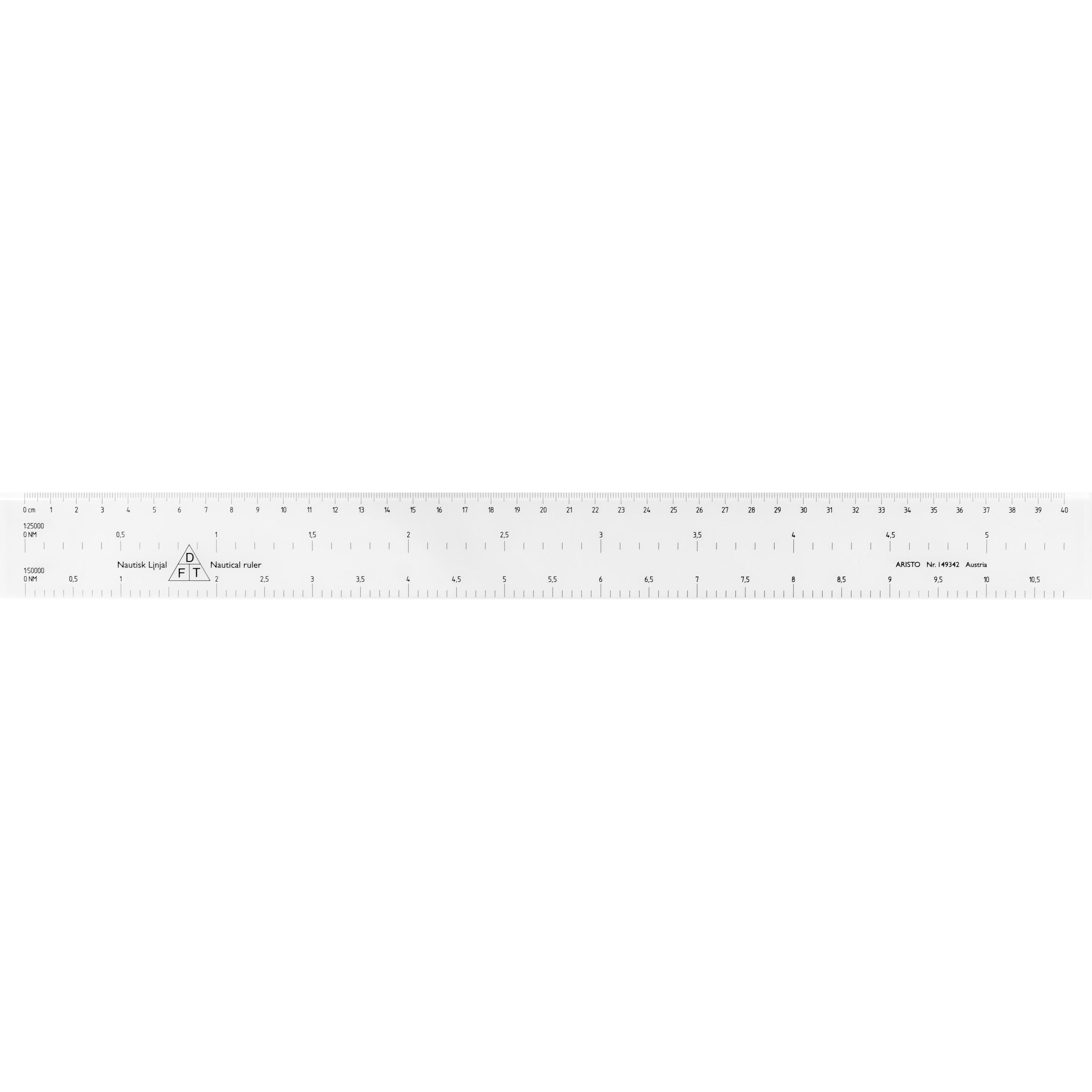 Aristo, Lineal, Nautiklineal, glasklares Plexiglas Massskalen in NM 1:25000, 1:50000