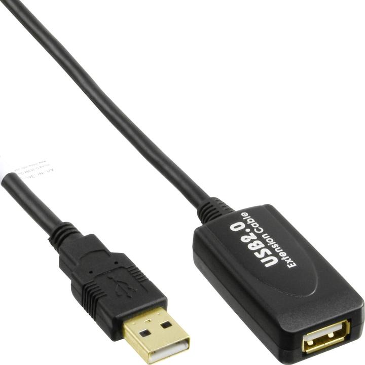 Image du produit InLine Extension active USB 2.0 5m avec amplification du signal / répéteur mâle A vers femelle A 5m (5 m, USB 2.0)