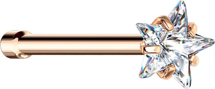 Actual product image Star Piercing Nasenstecker gerade rosegold Kristallstern silber gefasst (without brass, Surgical steel 316L)