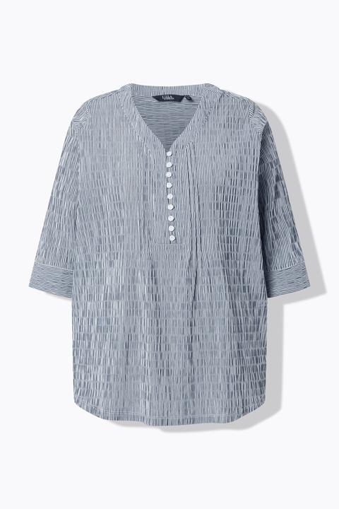 Actual product image Ulla Popken Textured Stripe Pintuck Blouse (68)