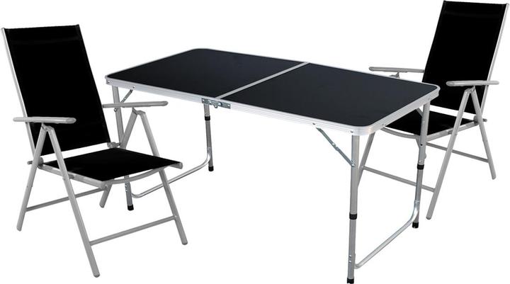 Mojawo Outdoor Camping Sitzgarnitur 3-teilig silbergrau/schwarz Outdoor