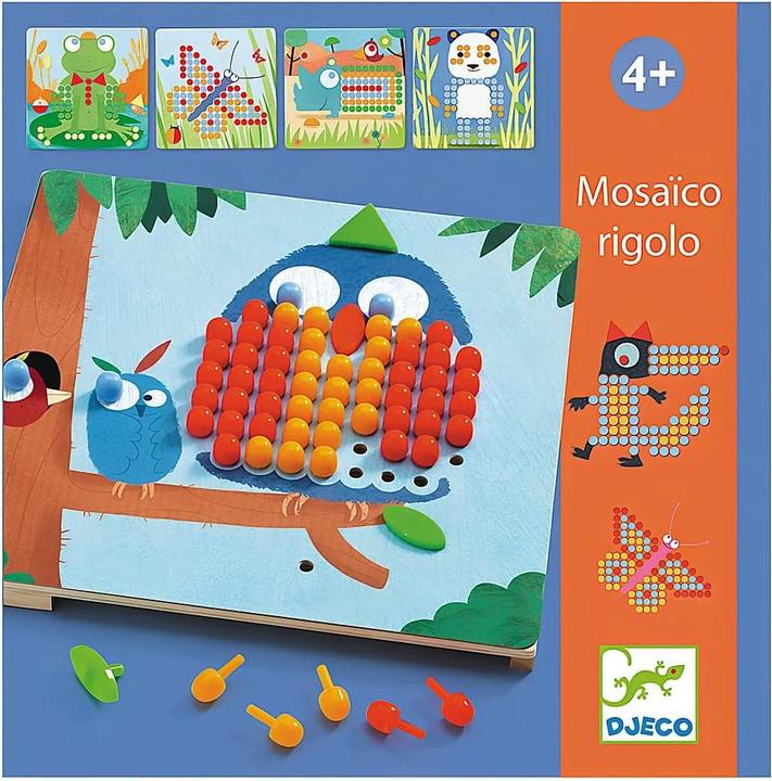 Djeco Jeu éducatif Mosaico rigolo (mult) (Italien, 4 - 5 Années)