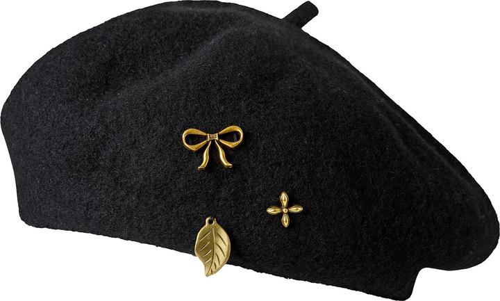 Produktbild Joe Browns Black Wool Beret with Bronze Studs