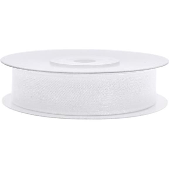 Partydeco Chiffon Ribbon, white, 12mm/25m (1 pc. / 25 lm)