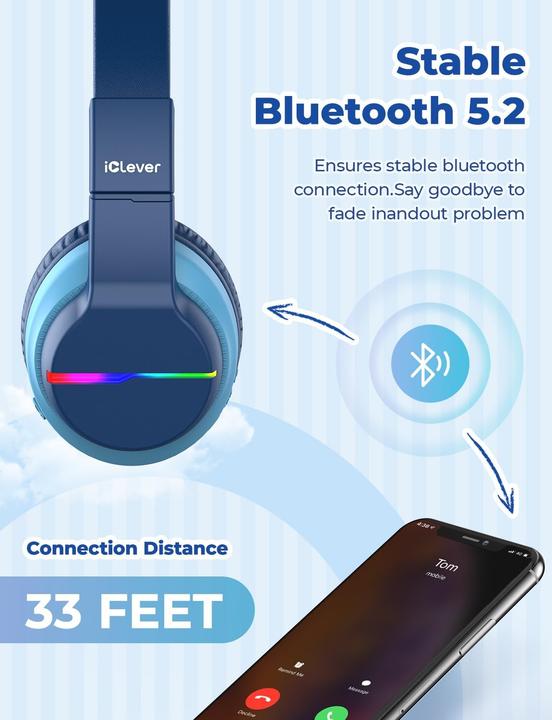 Produktbild Iclever Bluetooth-Kinderkopfhörer mit LED-Leuchten