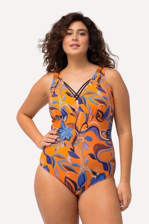Produktbild Ulla Popken Badeanzug, Blüten, Zierbänder, Softcups (56)